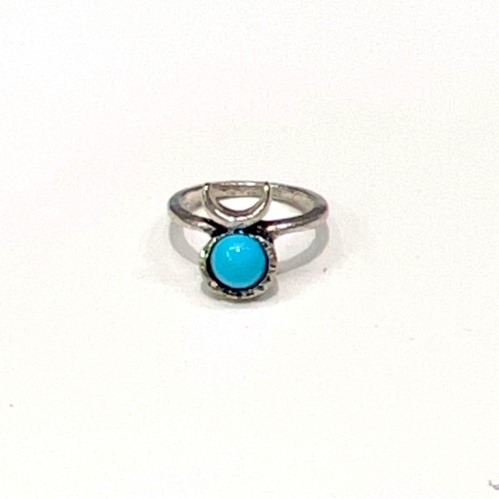 Ethereal Vintage Like Faux Turquoise Stone color Silver plated Ring